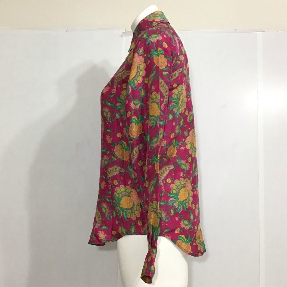 Ralph Lauren Pink Floral Long Sleeve Blouse 100% Silk Size Small - Picture 5 of 9